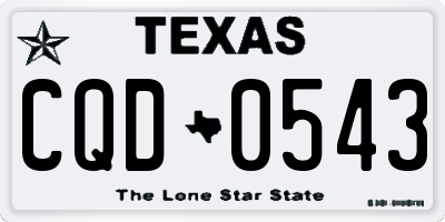 TX license plate CQD0543