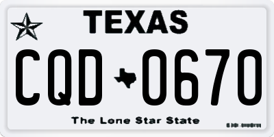 TX license plate CQD0670