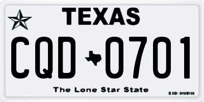 TX license plate CQD0701
