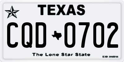 TX license plate CQD0702
