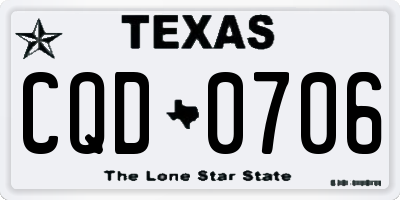 TX license plate CQD0706