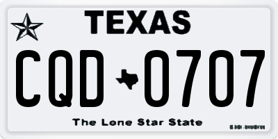 TX license plate CQD0707