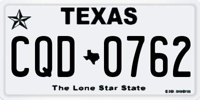 TX license plate CQD0762