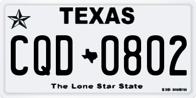TX license plate CQD0802