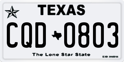 TX license plate CQD0803