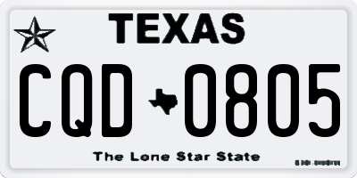 TX license plate CQD0805