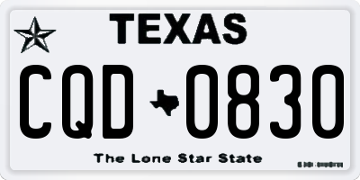 TX license plate CQD0830