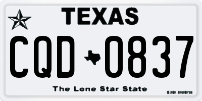 TX license plate CQD0837