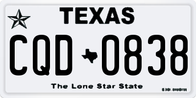 TX license plate CQD0838