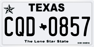 TX license plate CQD0857
