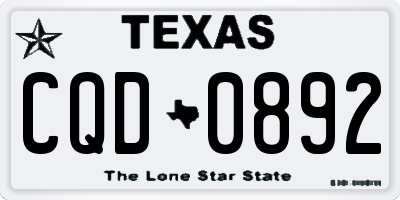 TX license plate CQD0892