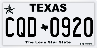 TX license plate CQD0920
