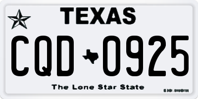 TX license plate CQD0925