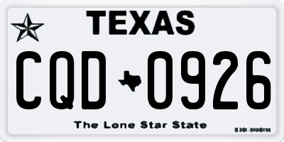 TX license plate CQD0926