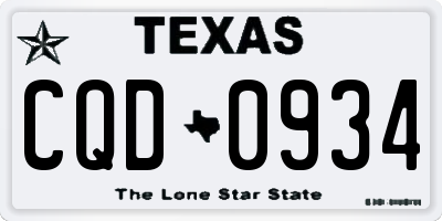 TX license plate CQD0934
