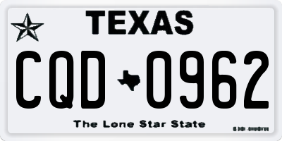 TX license plate CQD0962