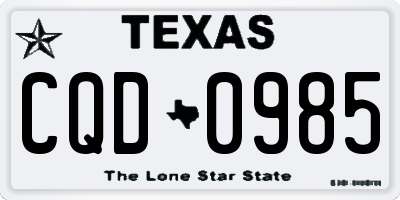 TX license plate CQD0985