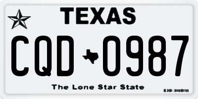 TX license plate CQD0987