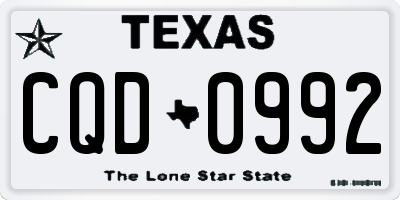 TX license plate CQD0992