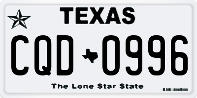 TX license plate CQD0996