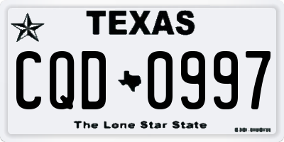 TX license plate CQD0997