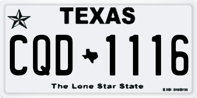 TX license plate CQD1116