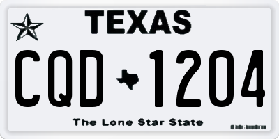 TX license plate CQD1204