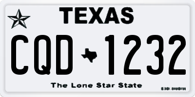 TX license plate CQD1232