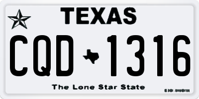 TX license plate CQD1316