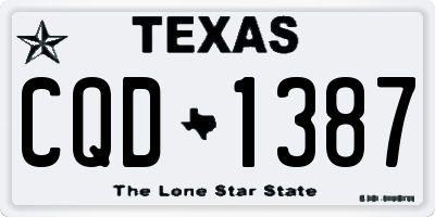 TX license plate CQD1387
