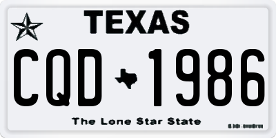 TX license plate CQD1986