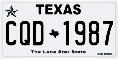 TX license plate CQD1987