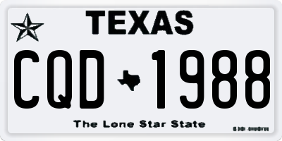 TX license plate CQD1988