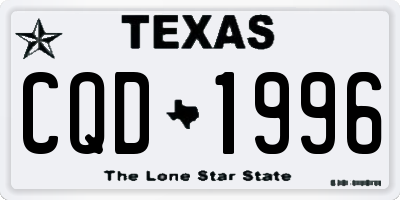 TX license plate CQD1996