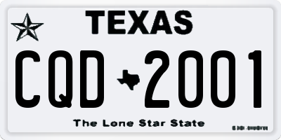 TX license plate CQD2001