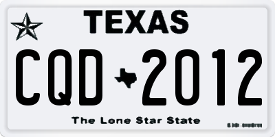 TX license plate CQD2012