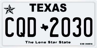 TX license plate CQD2030