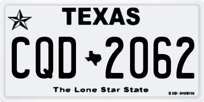 TX license plate CQD2062