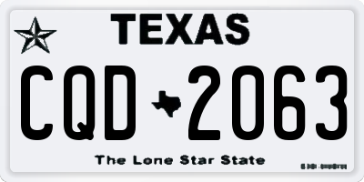 TX license plate CQD2063