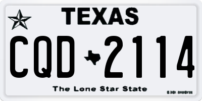 TX license plate CQD2114