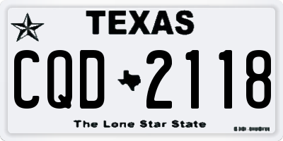 TX license plate CQD2118
