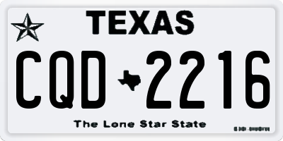 TX license plate CQD2216
