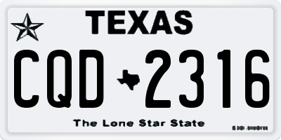 TX license plate CQD2316