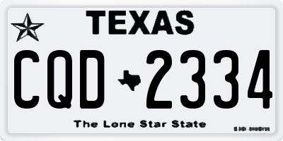 TX license plate CQD2334
