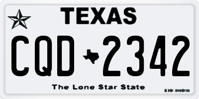 TX license plate CQD2342