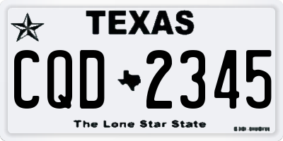 TX license plate CQD2345