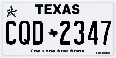 TX license plate CQD2347