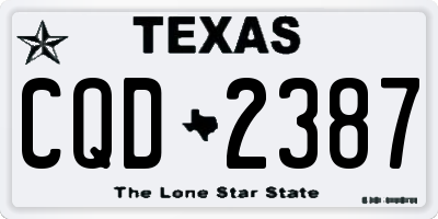 TX license plate CQD2387