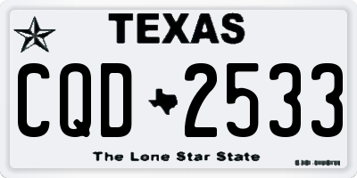 TX license plate CQD2533