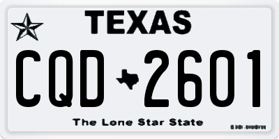 TX license plate CQD2601